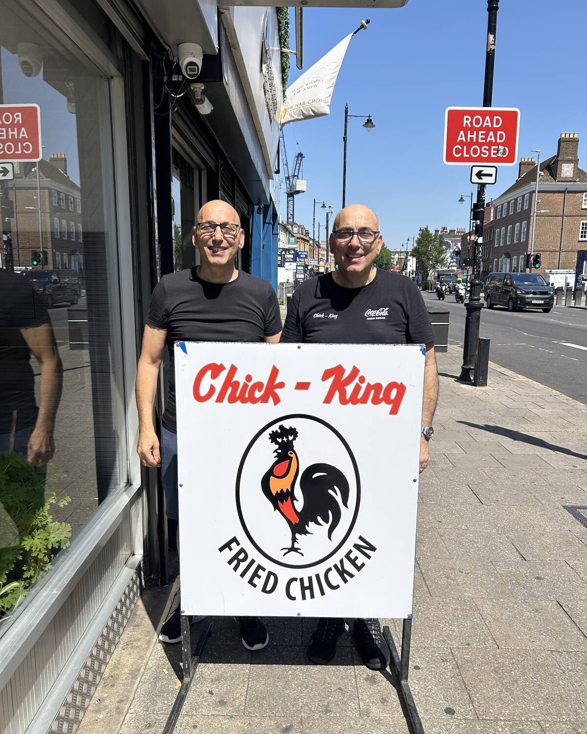 Alex and Aggi Tryfonos outside Chick King on Tottenham High Road