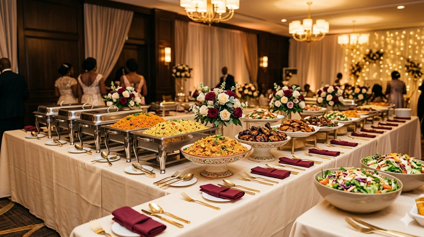 Elegant wedding catering display