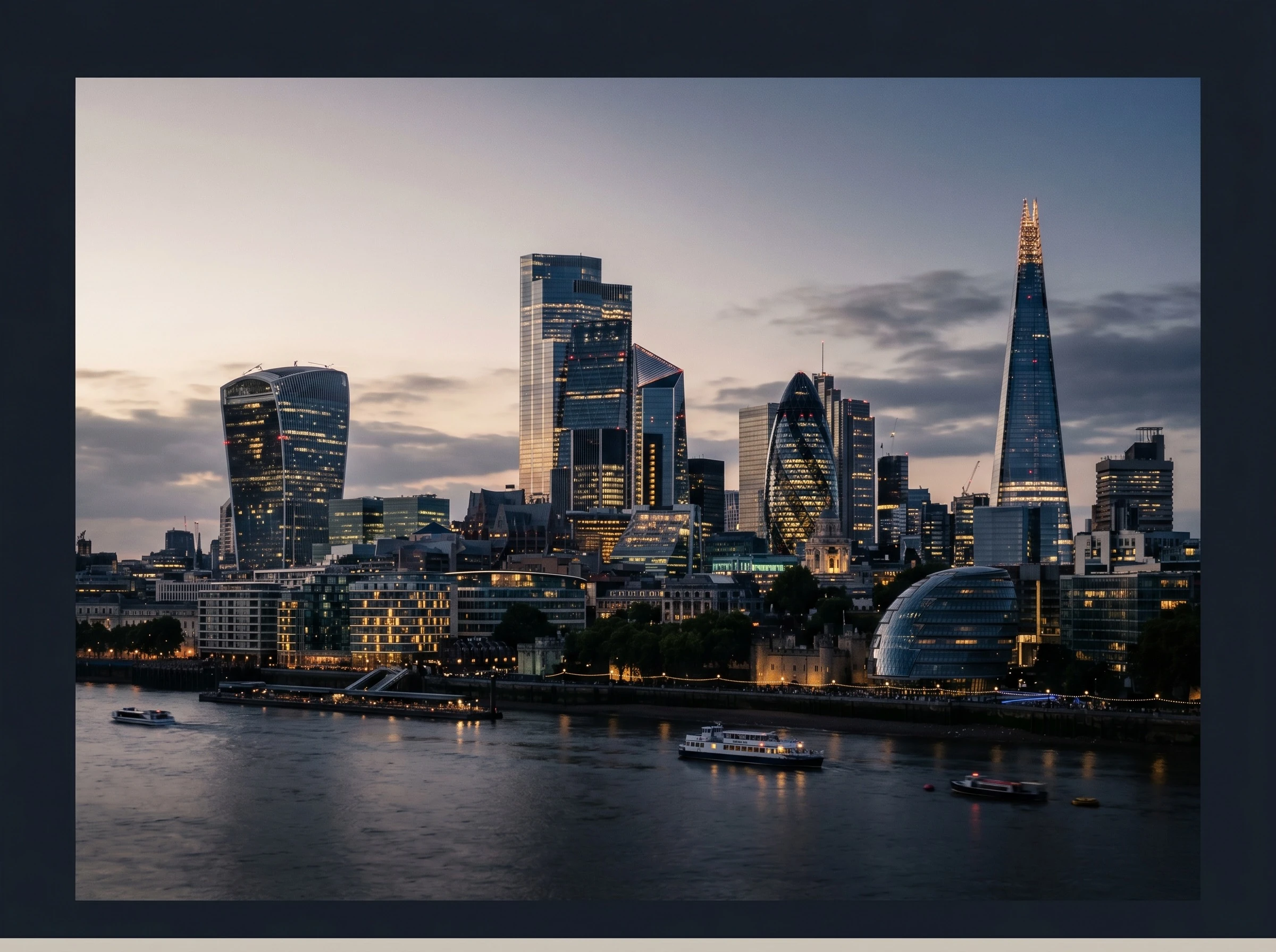 The City of London skyline with St Paul's Cathedral and modern glass towers (placeholder)