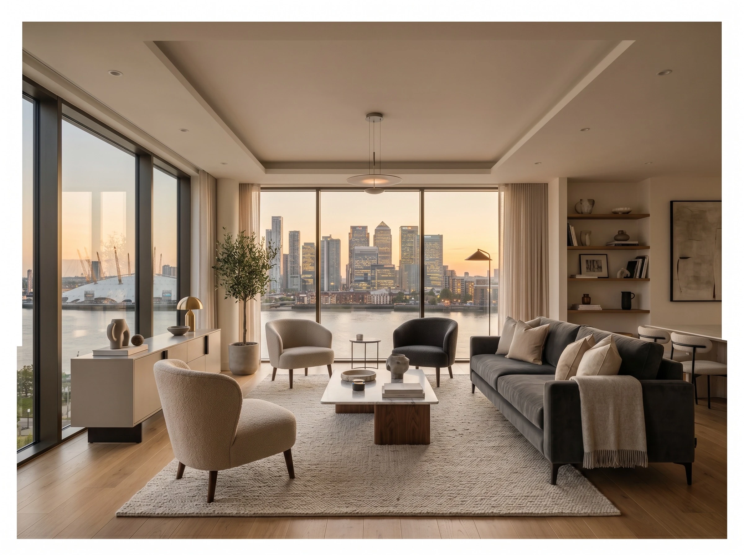 Modern penthouse apartment with panoramic Canary Wharf skyline views (placeholder)