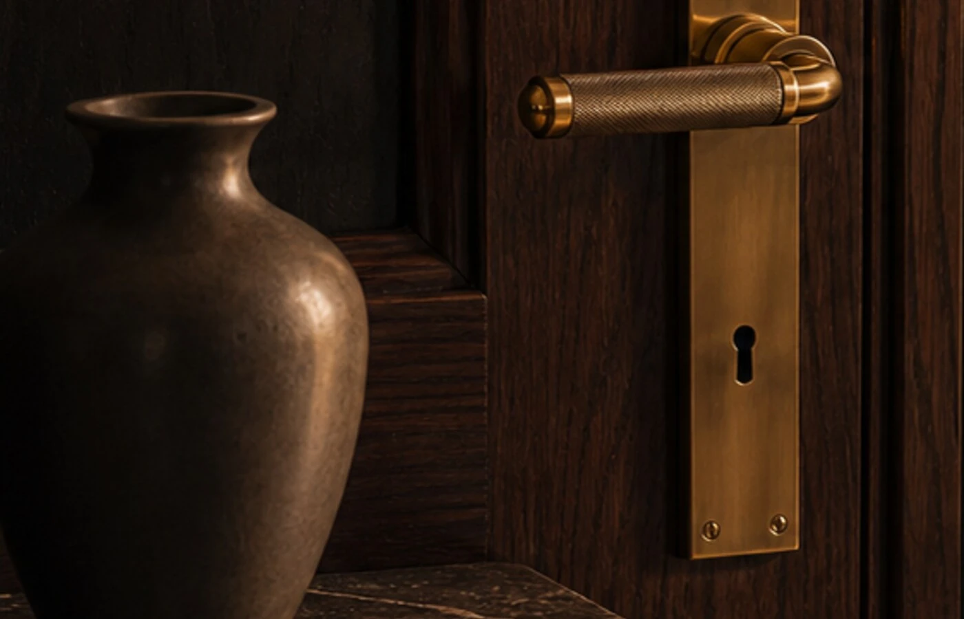 Close-up detail of a polished London interior surface under warm light, conveying meticulous care.